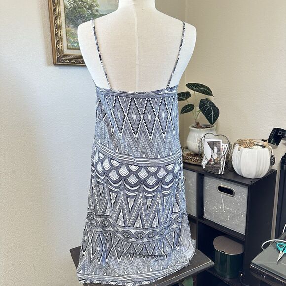 H&M Shift Slip Midi Dress Black White Geometric Spaghetti Straps Women's Size 10 - Picture 5 of 9